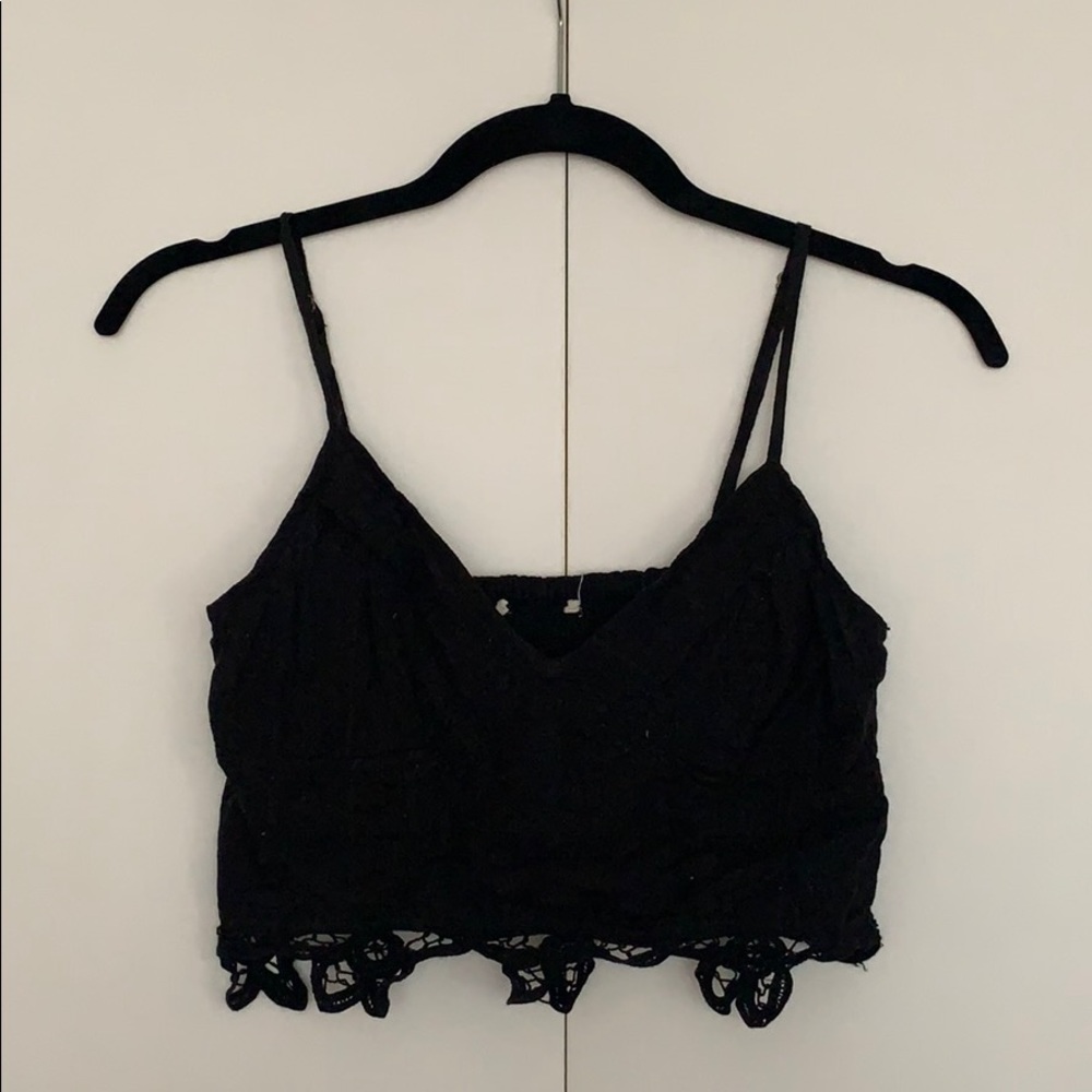 Black crochet crop top